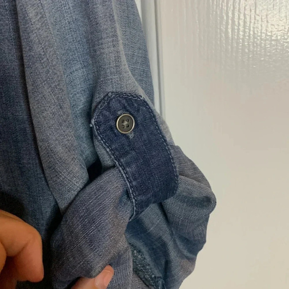 EUC BELLA DAHL womens blue sz large pullover denim shirt - Picture 10 of 12